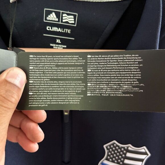 Men's NWT Adidas Golf Climalite Size XL Navy Blue Quarter Zip Pullover NOVI PFBA - Picture 5 of 10